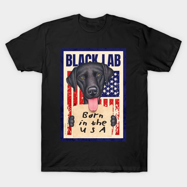 funny cute red white and blue with Black Lab USA patriotic T-Shirt by Danny Gordon Art